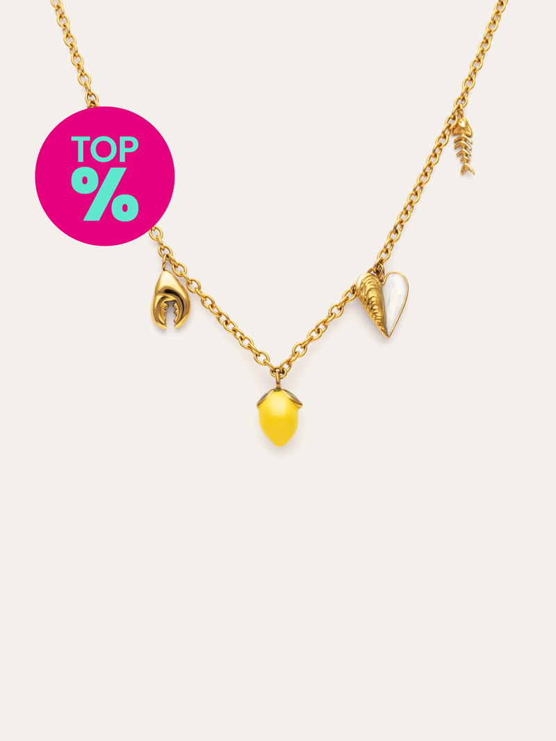 Collar Multicharm Aperitivo Marino Acero Baño Oro