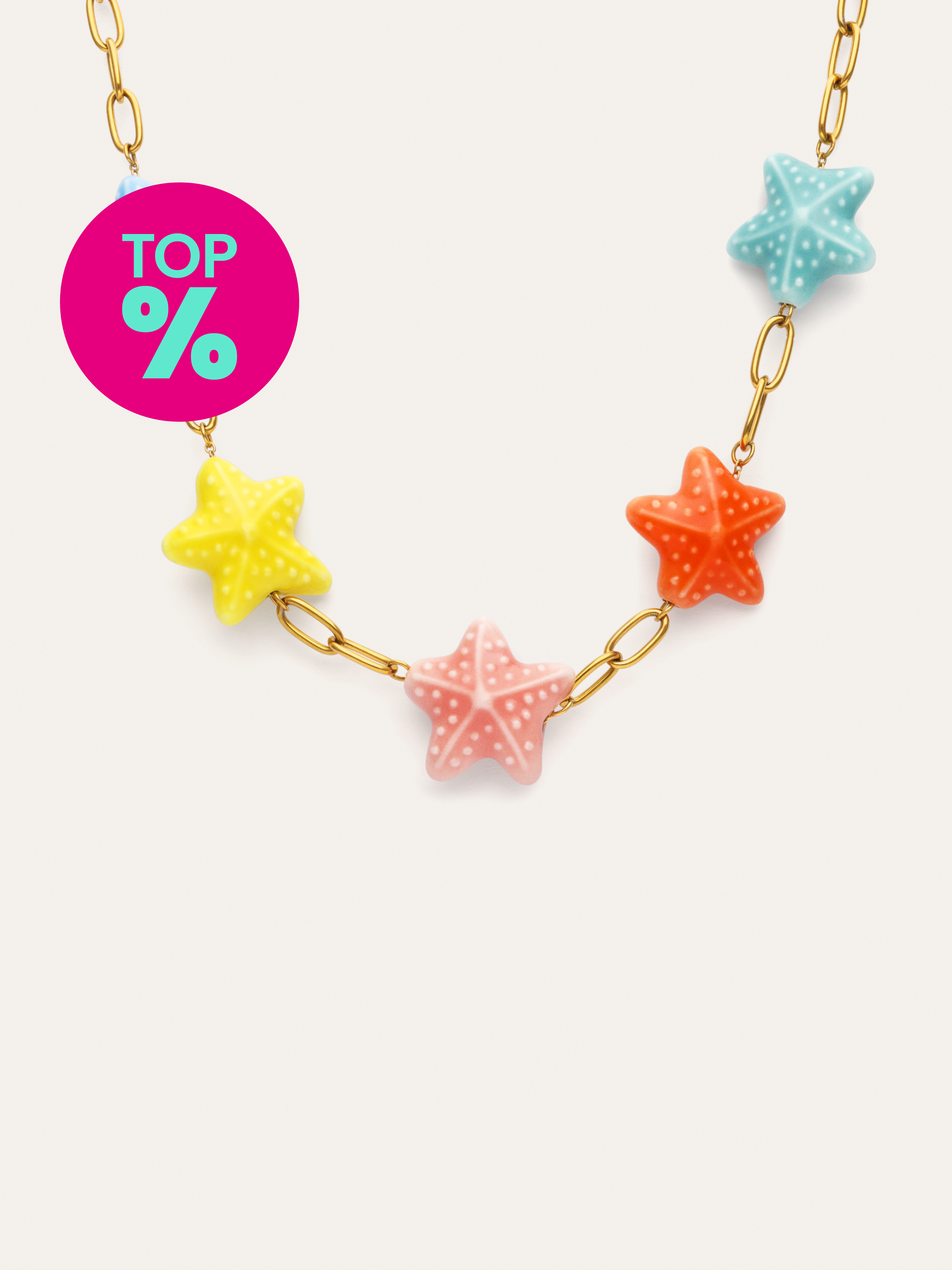 Collar Starfish Chic Color Acero Baño Oro