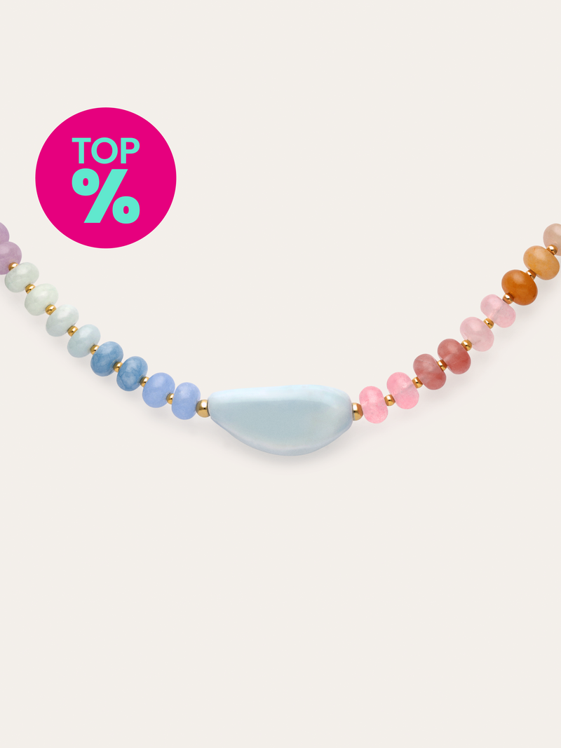 Collar Gummy Stones Acero Baño Oro