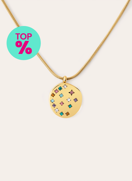 Bling Rainbow Stainless Steel Gold Necklace