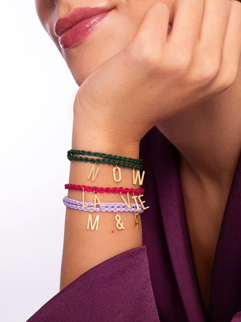 Pine Letters Personalized Gold Bracelet