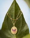 Collar Medallion Butterfly Rose Baño Oro