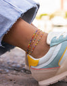 Double Dots Colors Enamel Stainless Steel Gold Anklet