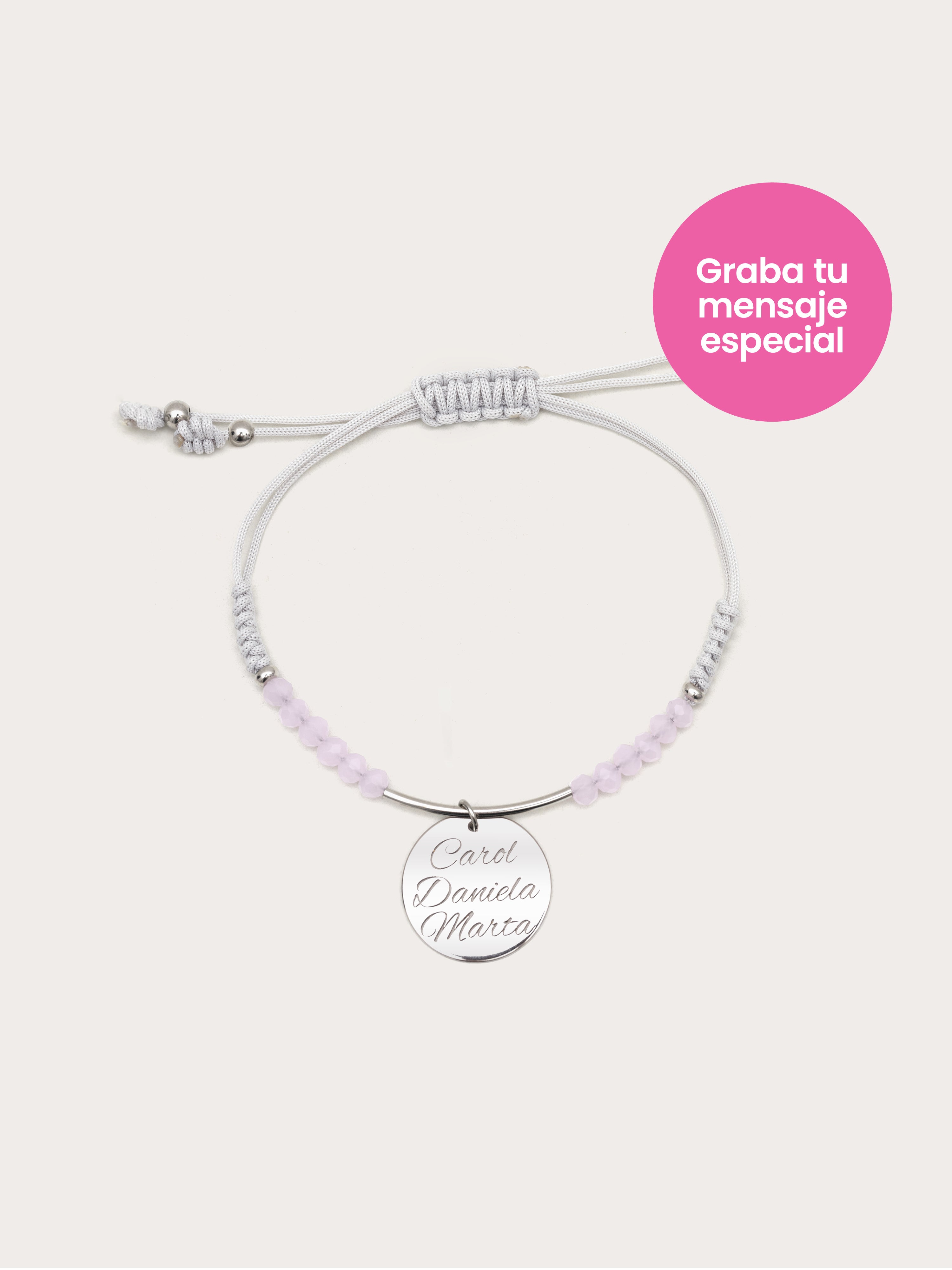 Dream Pink Personalized Silver Bracelet
