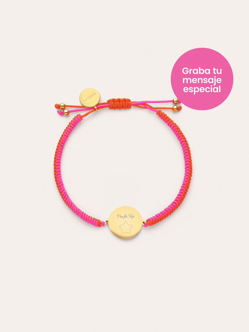 Pulsera Personalizada Moon Atardecer Neón Acero Baño Oro