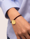 Brown Medallion Personalized Stainless Steel Gold Bracelet
