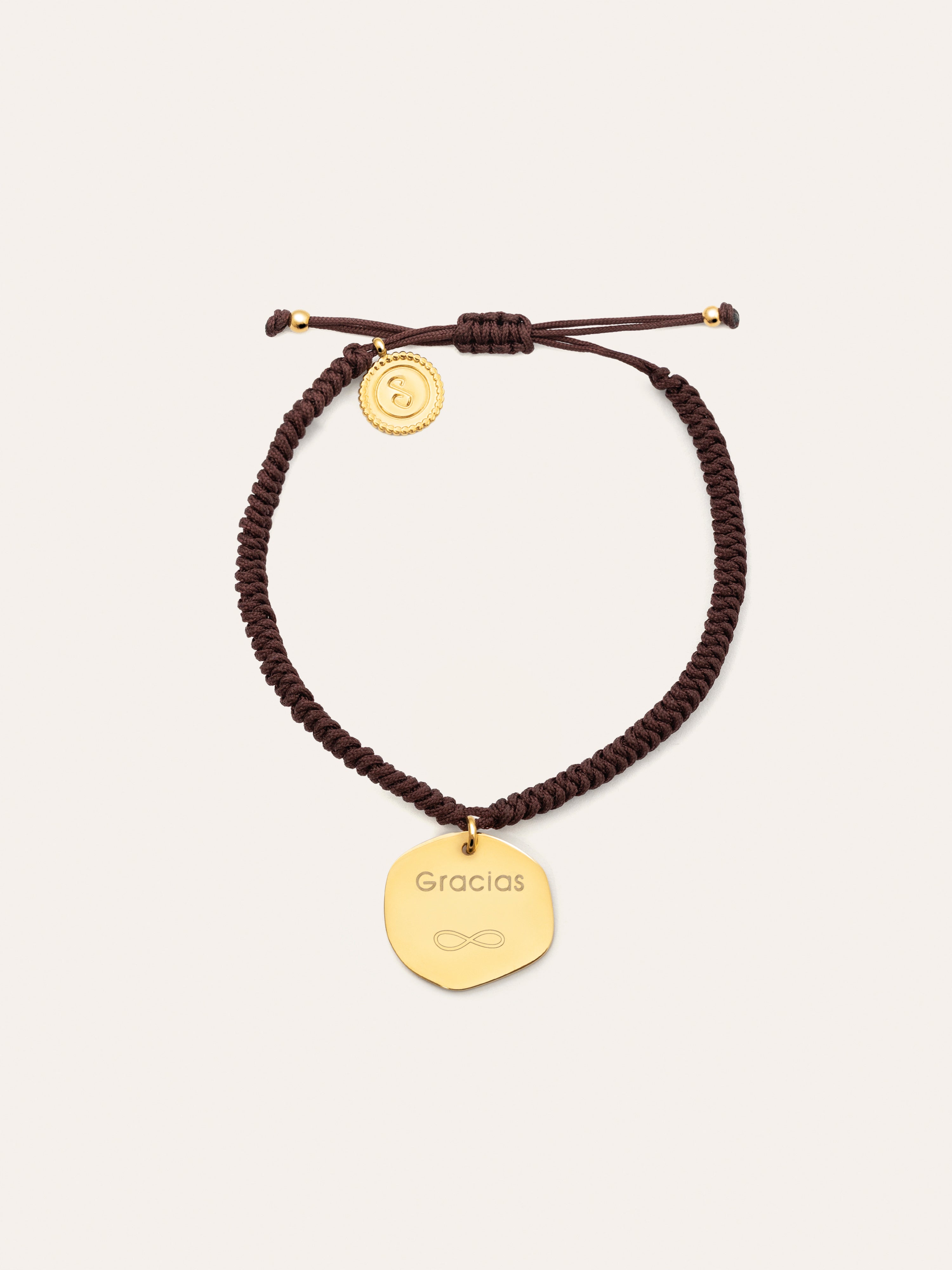 Brown Medallion Personalized Stainless Steel Gold Bracelet