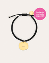 Pulsera Personalizada Medallón Organic Negro Acero Baño Oro