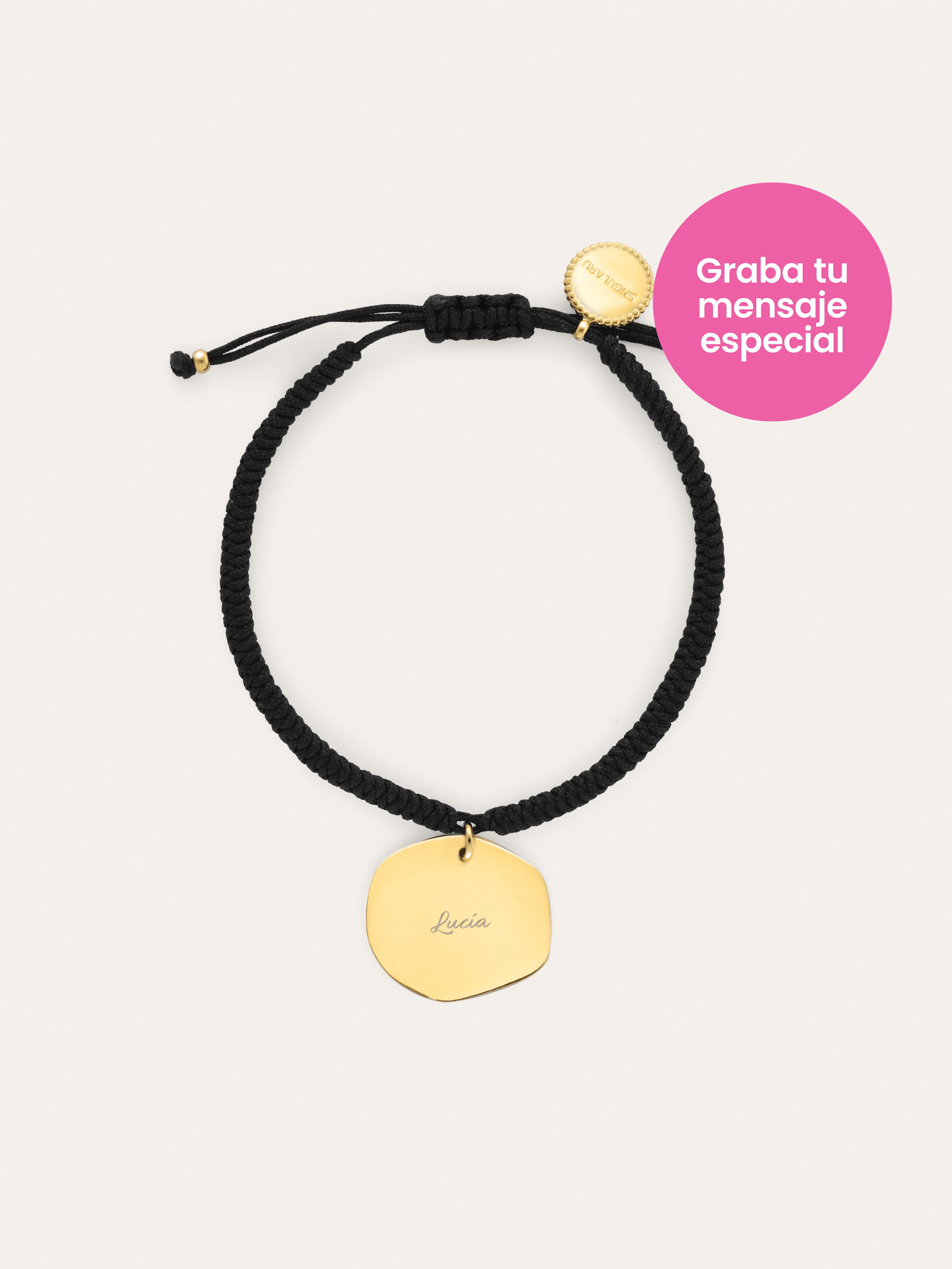 Pulsera Personalizada Medallón Organic Negro Acero Baño Oro
