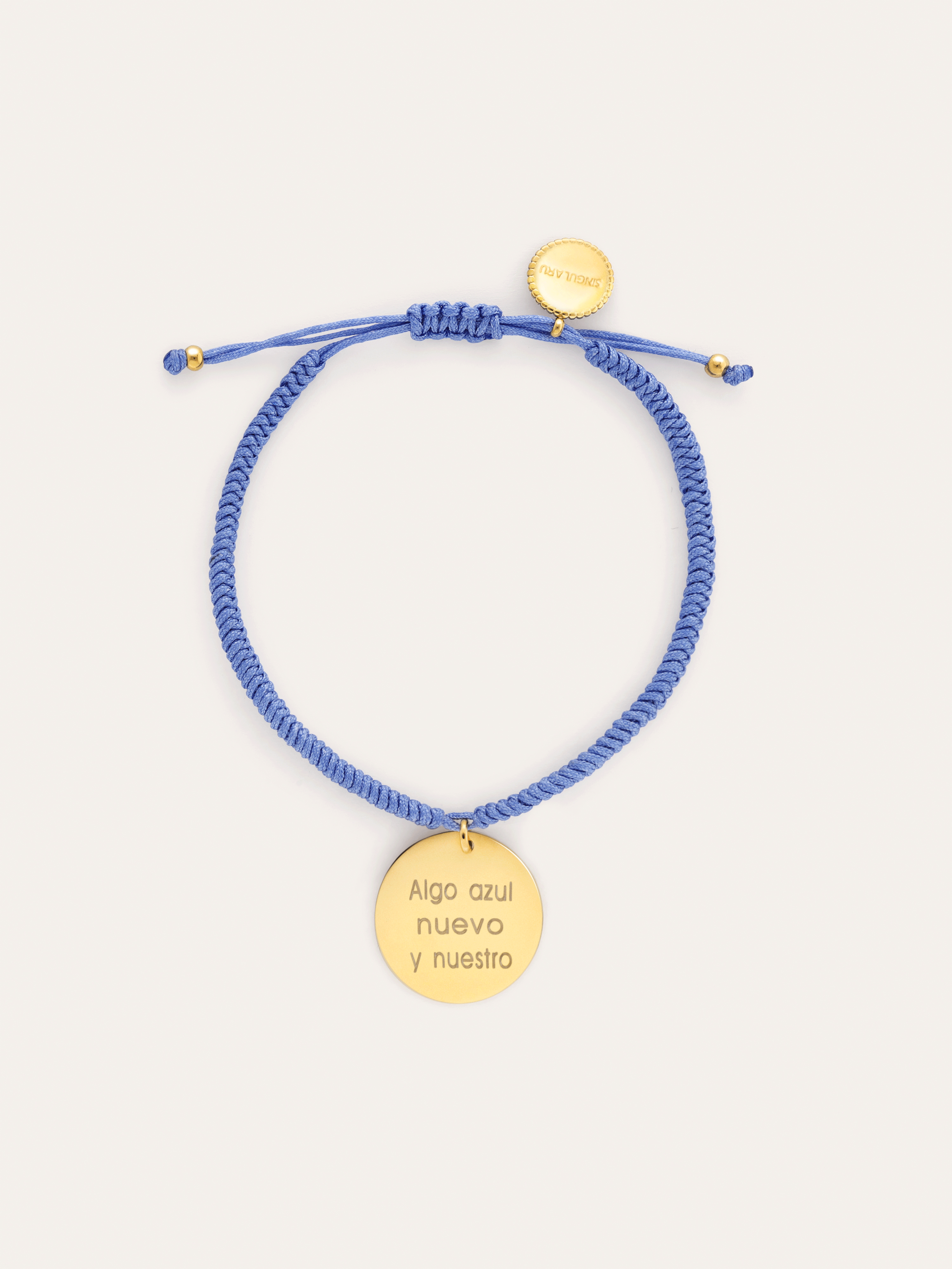 Pulsera Personalizada Medallón Dream Azul Acero Baño Oro