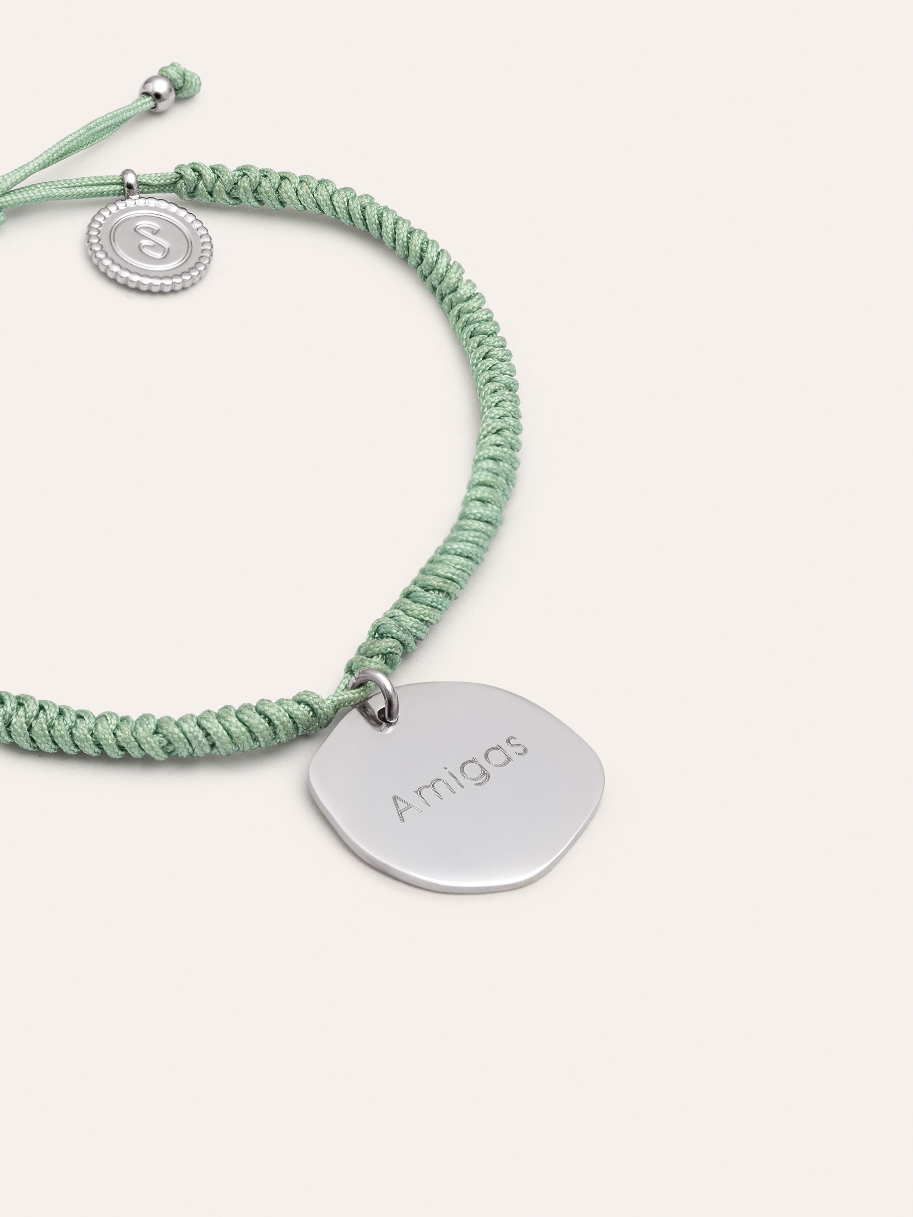 Green Medallion Personalized Stainless Steel Bracelet 