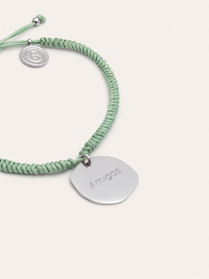 Green Medallion Personalized Stainless Steel Bracelet 