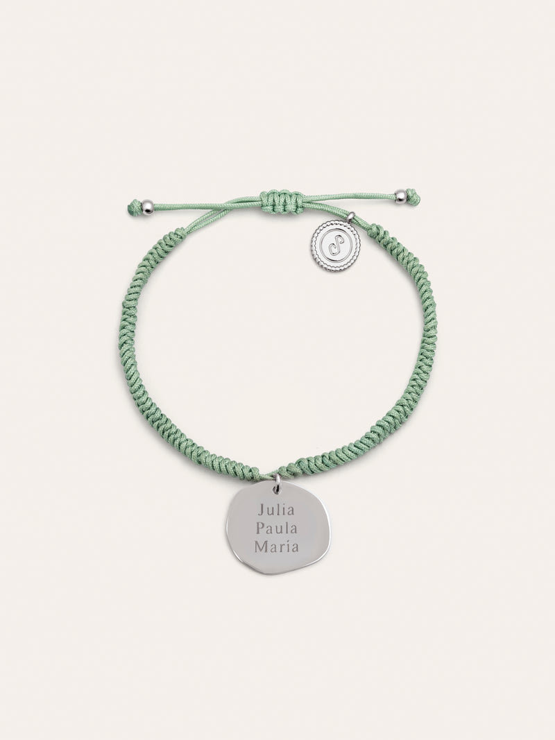 Green Medallion Personalized Stainless Steel Bracelet 