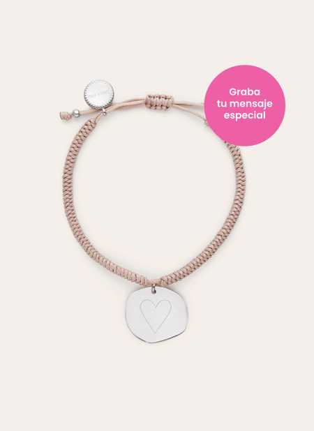 Pulsera Personalizada Medallón Organic Rosa Acero