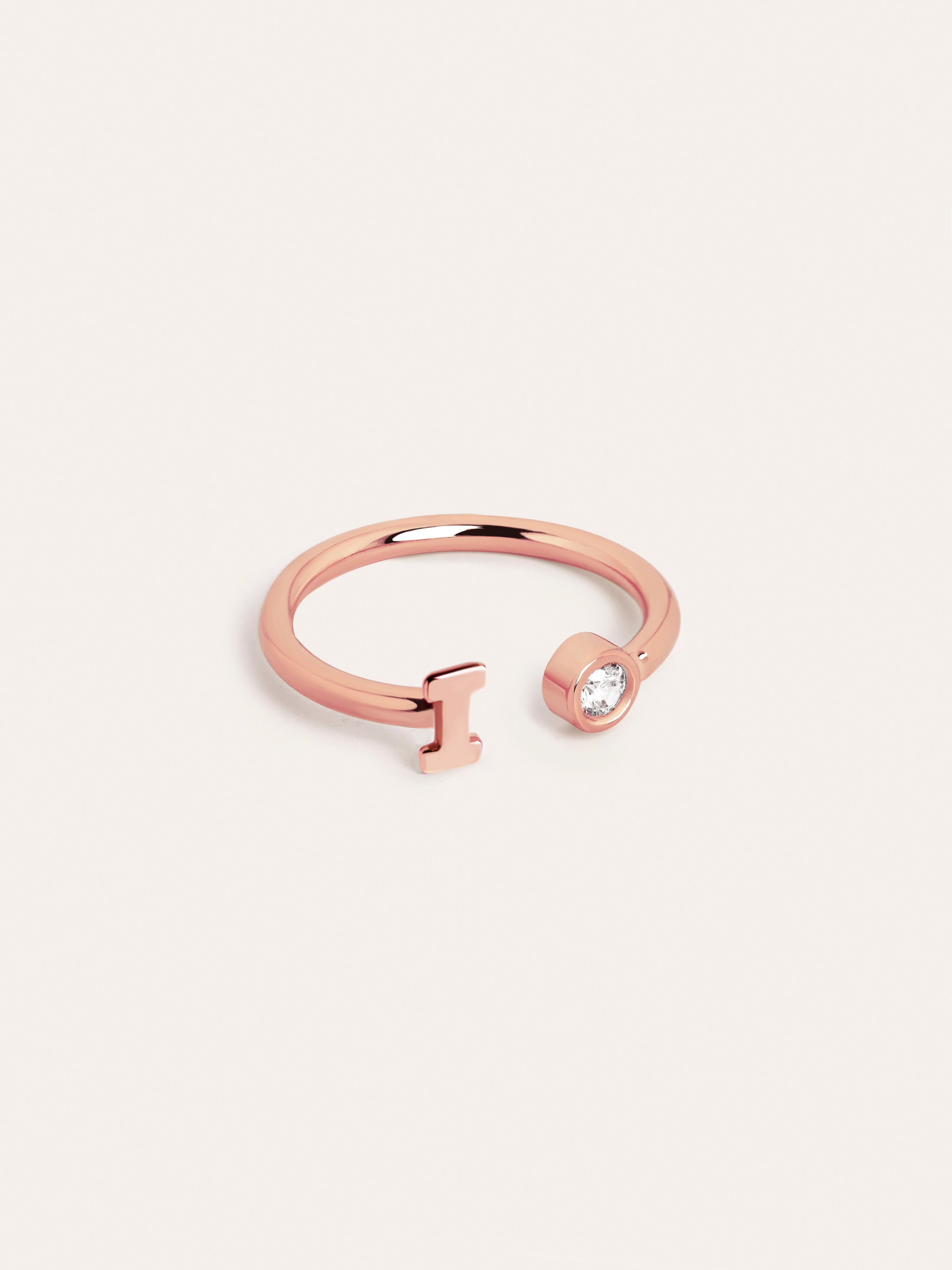 Anillo Personalizado Letter Spark Plata Baño Oro Rosa