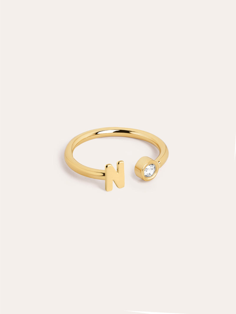 Letter Diamond Personalized Gold Ring