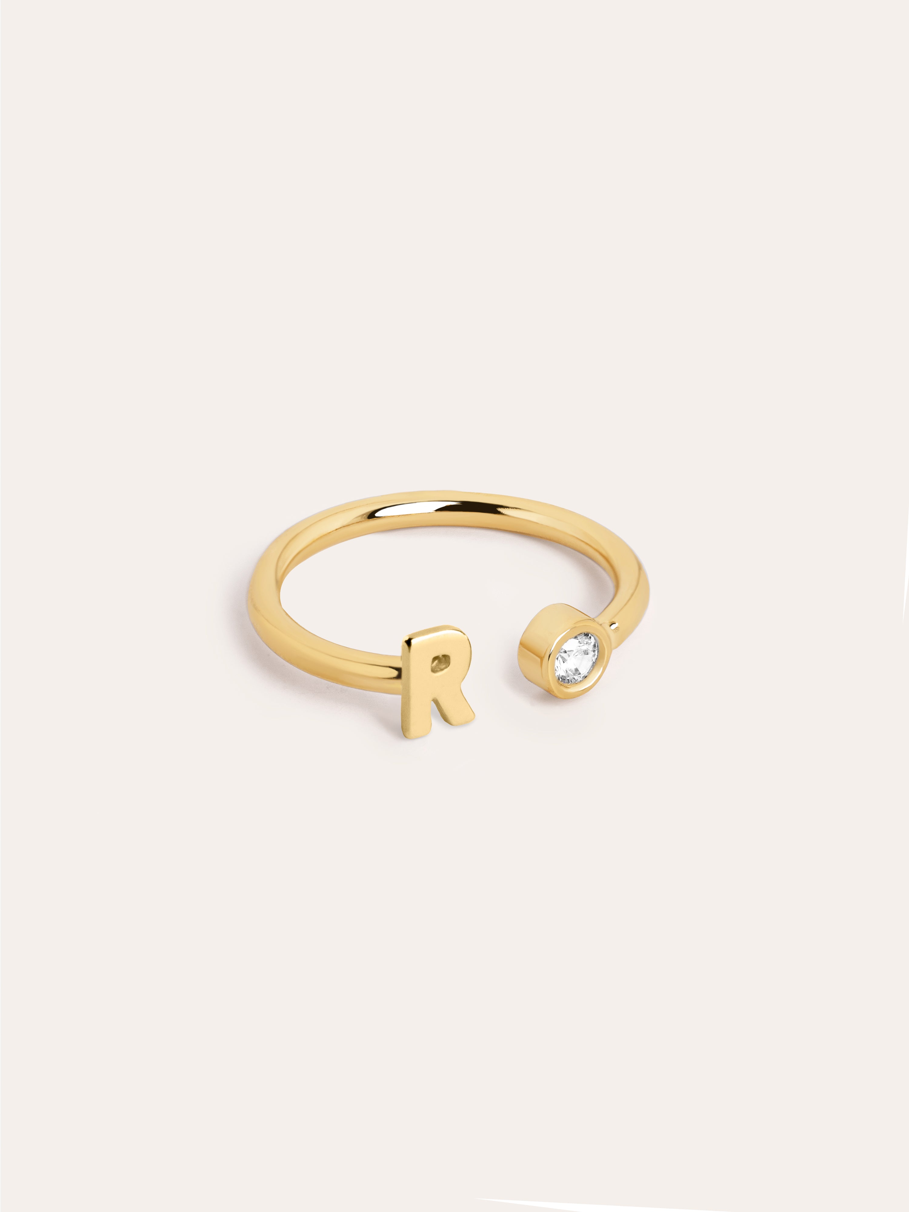 Anillo Personalizado Letter Spark Plata Baño Oro