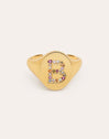 Anillo Personalizado Signet Letter Colors Baño Oro