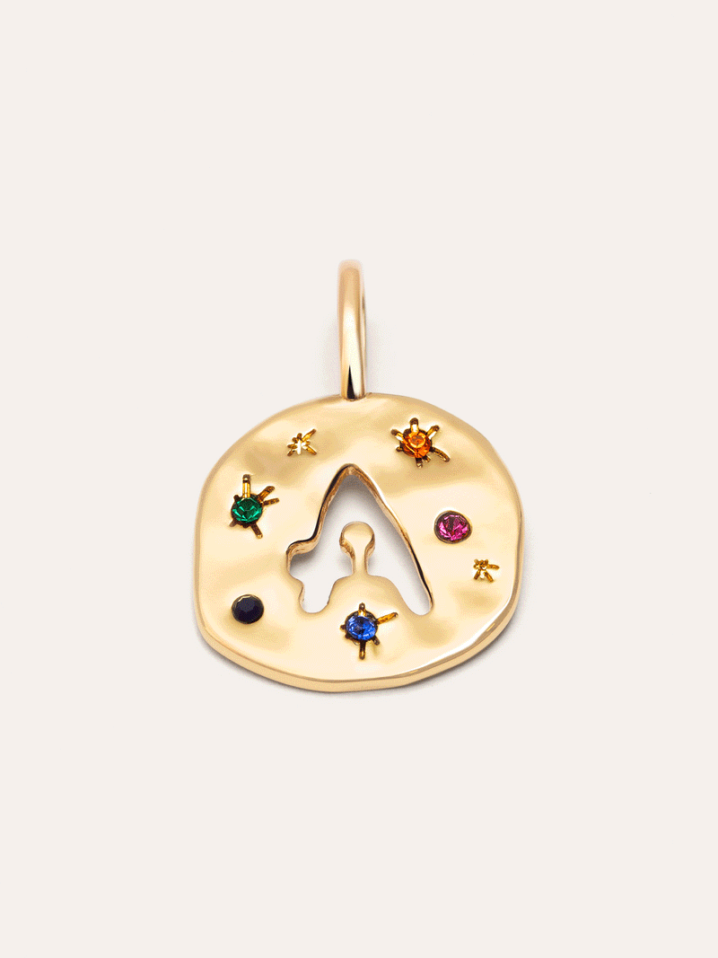 Organic Color Letter Gold Charm 