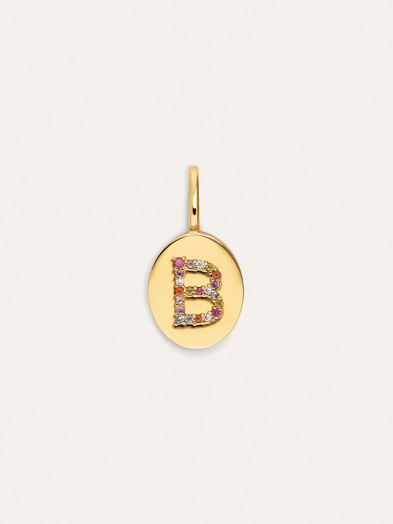 Signet Letter Colors Personalized Gold Charm