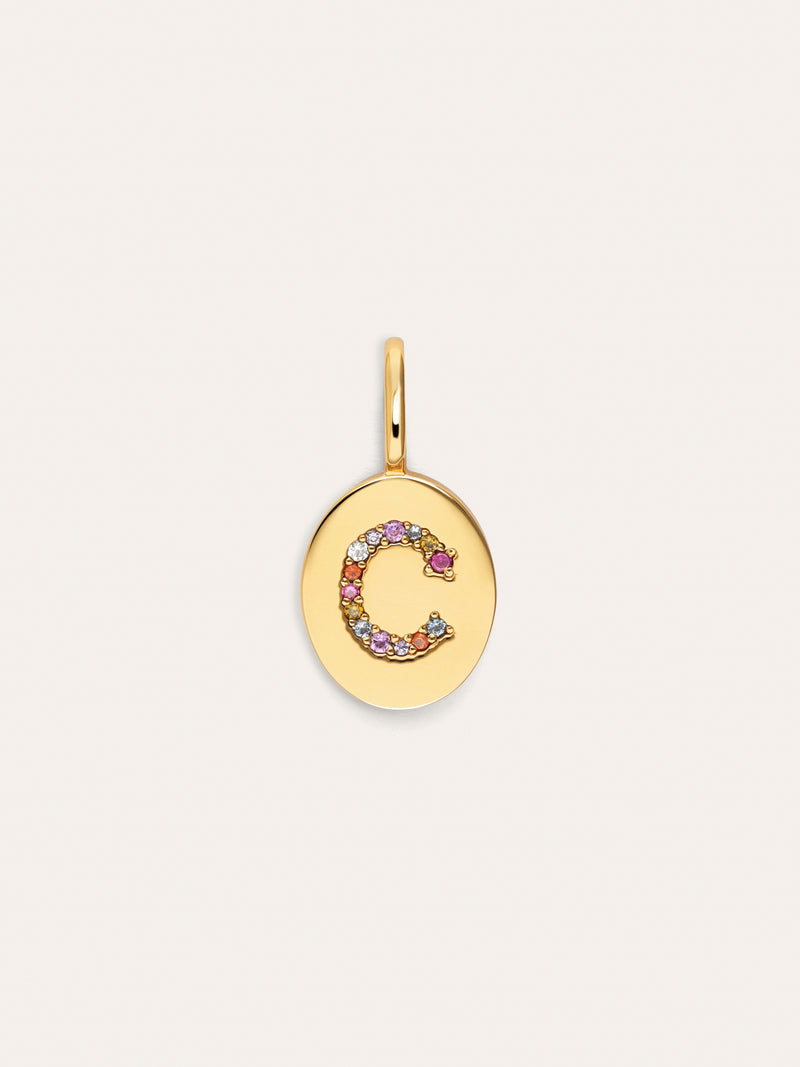 Signet Letter Colors Personalized Gold Charm