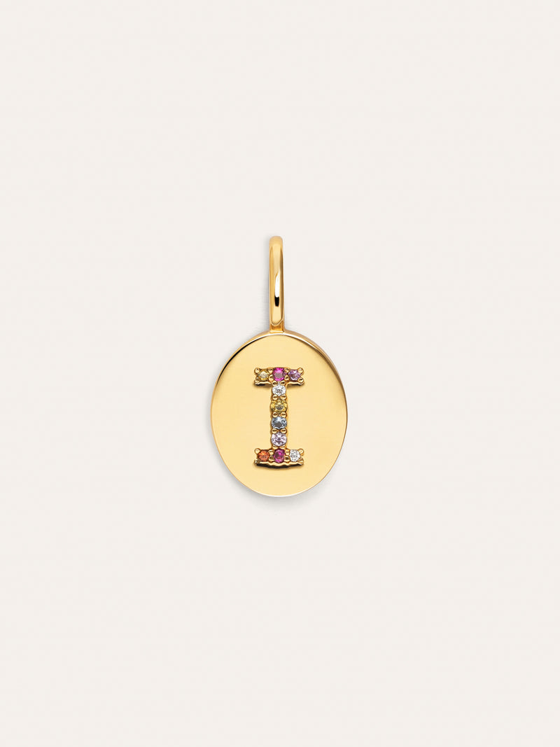 Signet Letter Colors Personalized Gold Charm