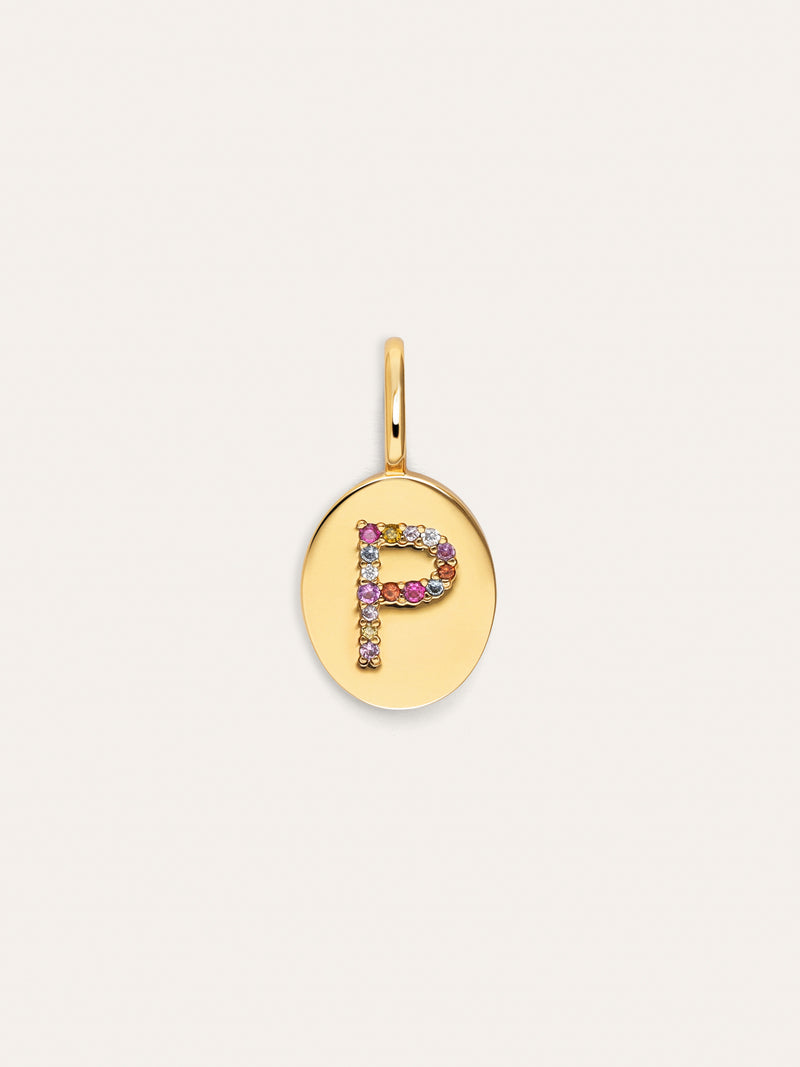 Signet Letter Colors Personalized Gold Charm