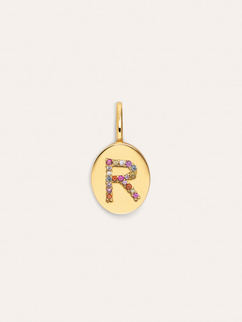 Signet Letter Colors Personalized Gold Charm