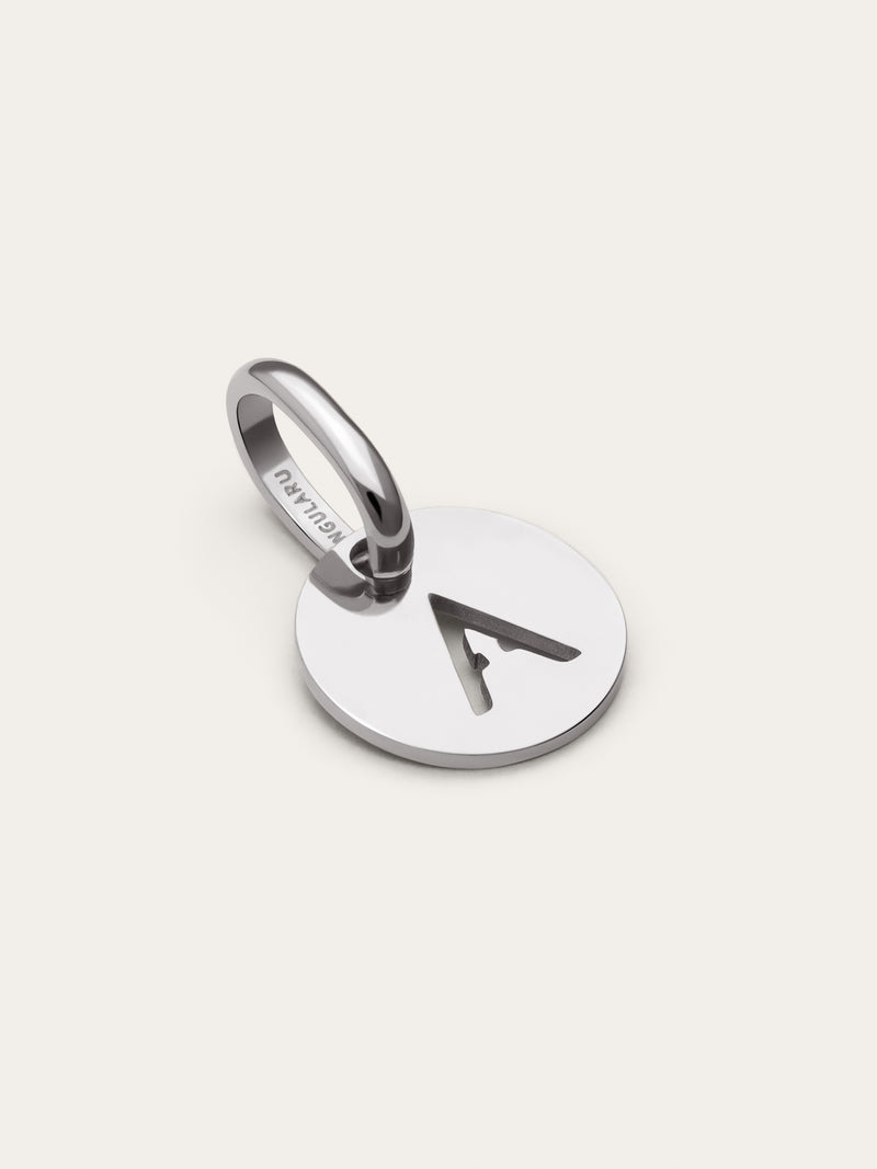 Mini Medallion Letter Charm Steel