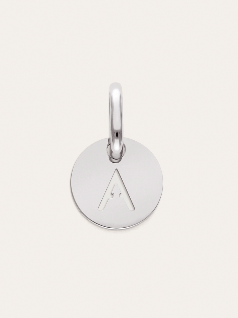 Mini Medallion Letter Charm Steel