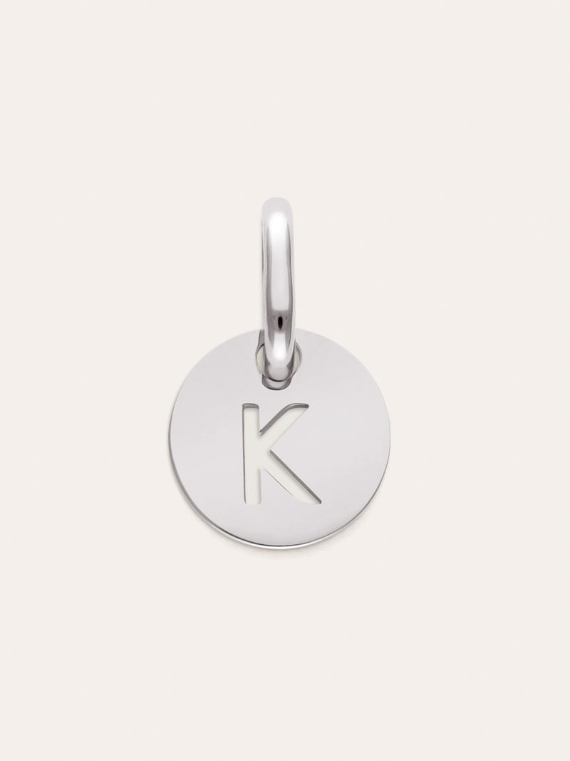 Mini Medallion Letter Charm Steel
