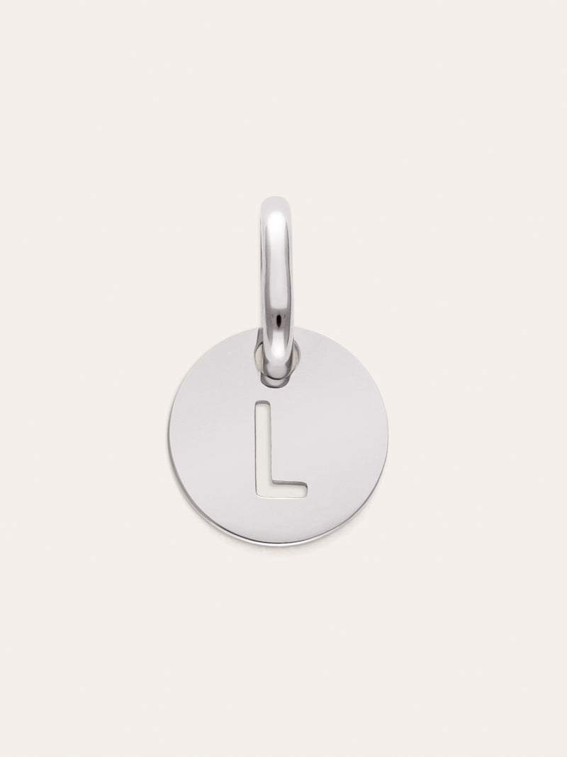 Mini Medallion Letter Charm Steel