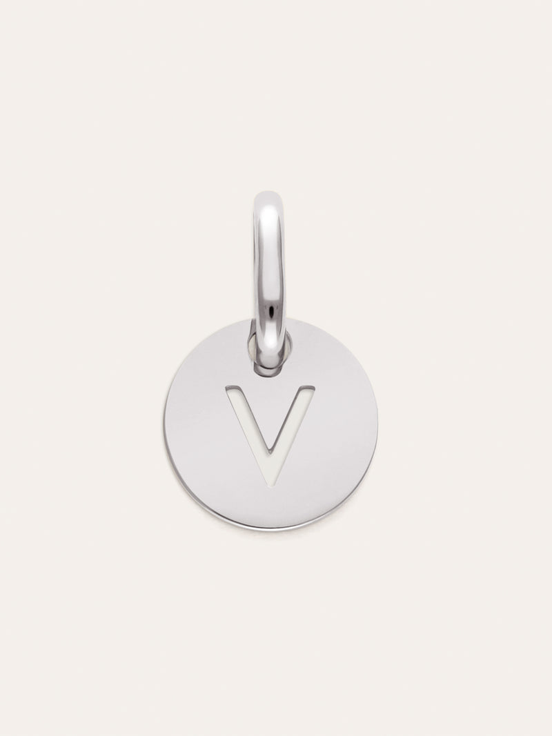 Mini Medallion Letter Charm Steel