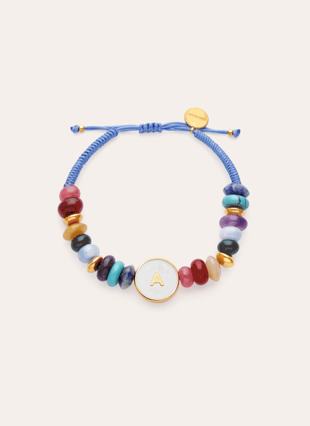 Pulsera Personalizada Letter Nácar Acero Baño Oro