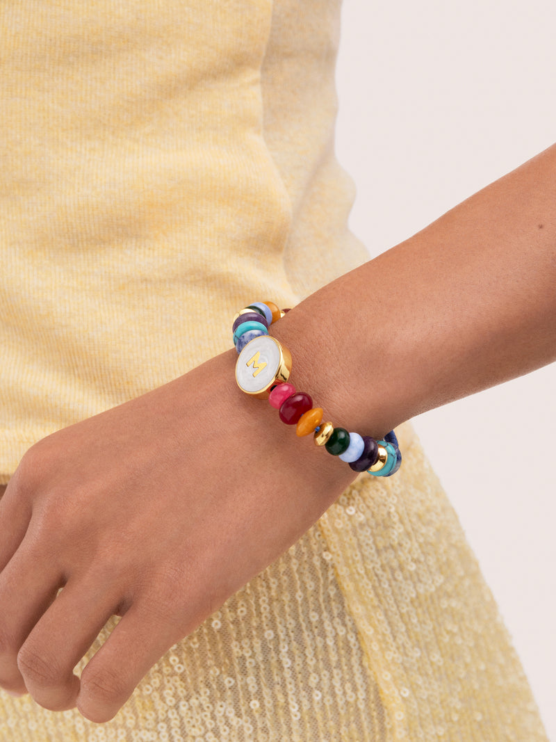 Bracciale Personalizzato Letter Madreperla Acciaio Placcato Oro