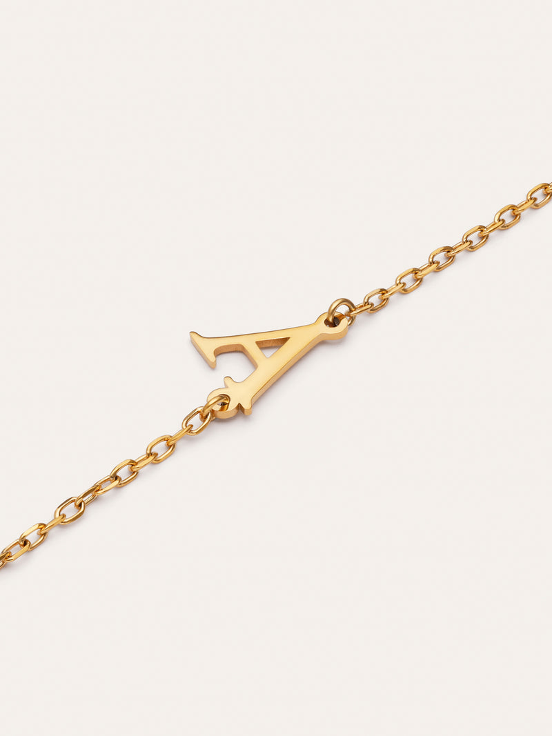 Pulseira Single Letter em Aço com Banho de Ouro