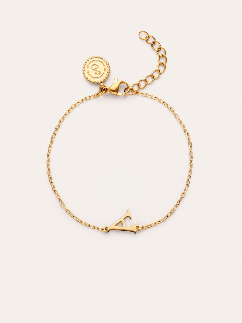 Pulseira Single Letter em Aço com Banho de Ouro
