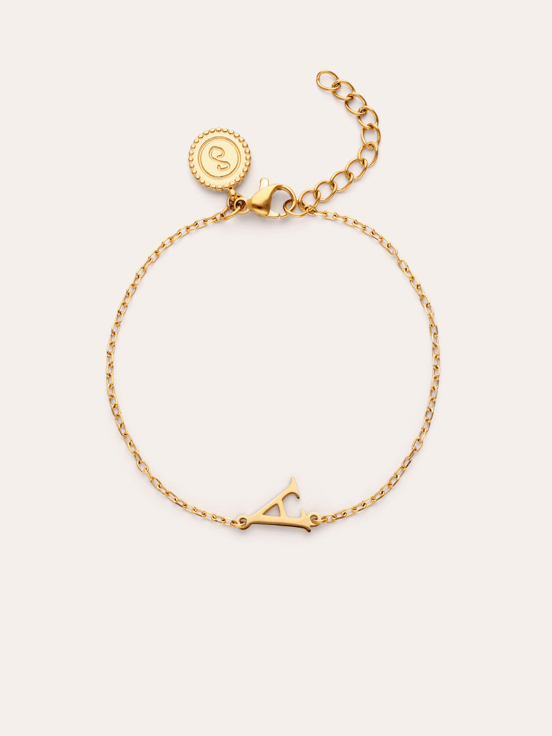 Pulseira Single Letter em Aço com Banho de Ouro