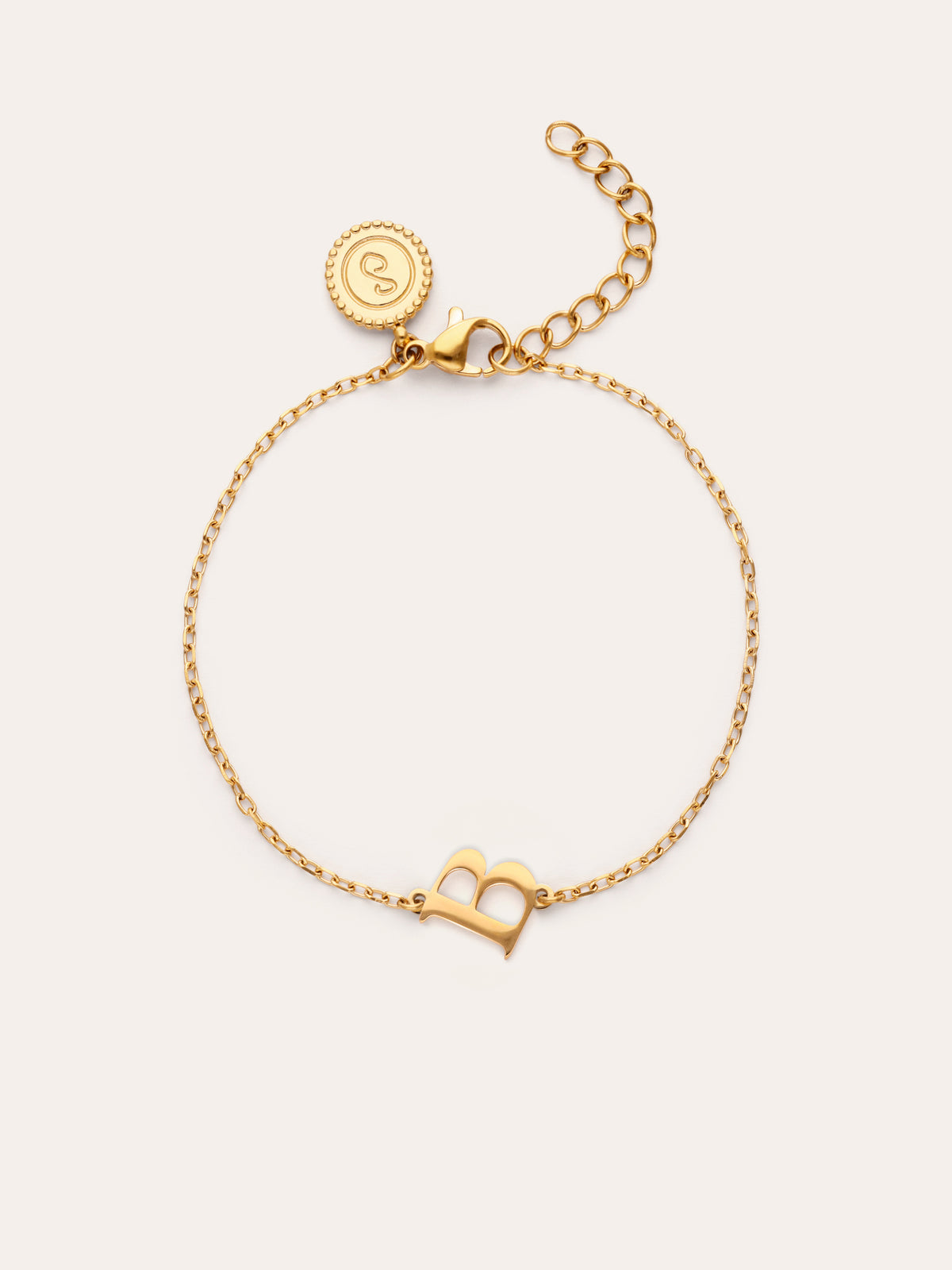 Pulseira Single Letter em Aço com Banho de Ouro