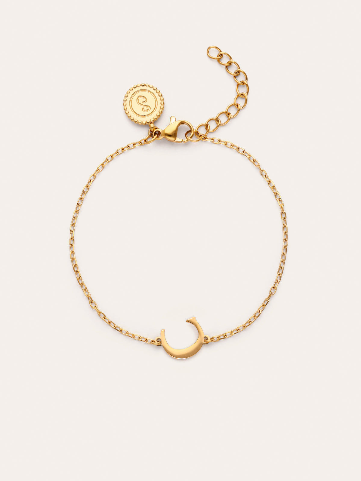Pulseira Single Letter em Aço com Banho de Ouro