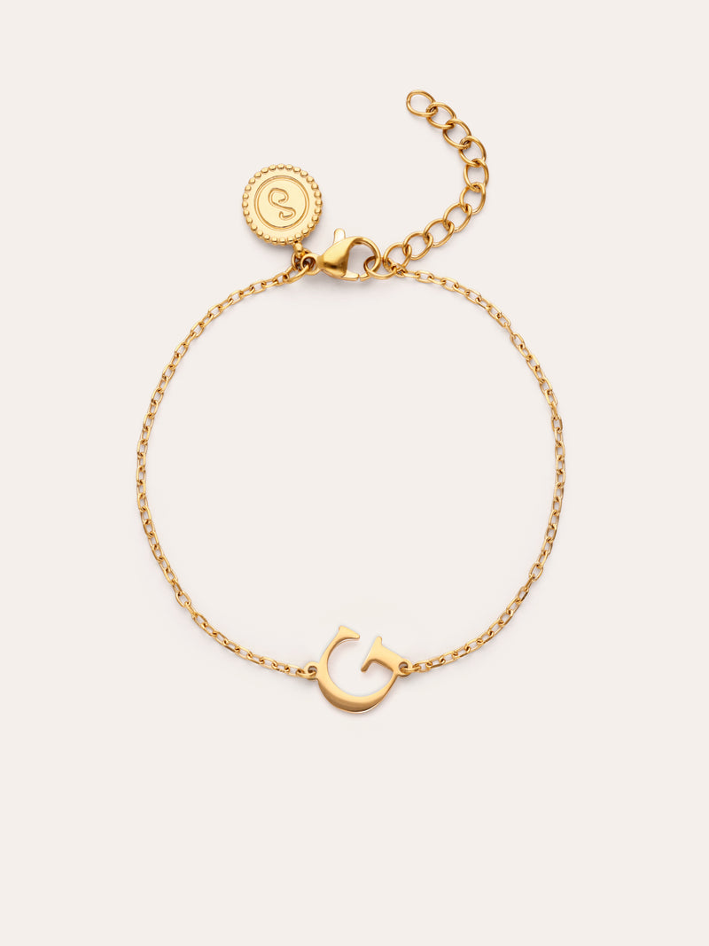 Pulseira Single Letter em Aço com Banho de Ouro