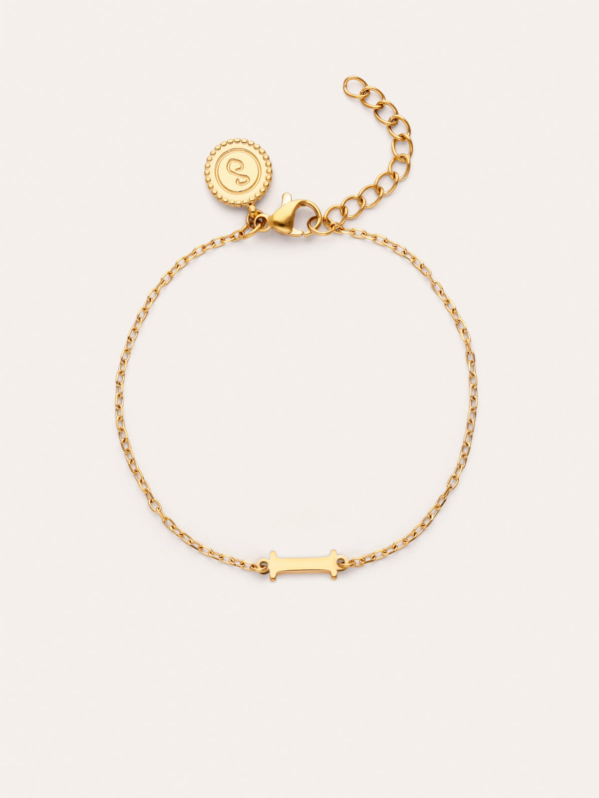 Pulseira Single Letter em Aço com Banho de Ouro