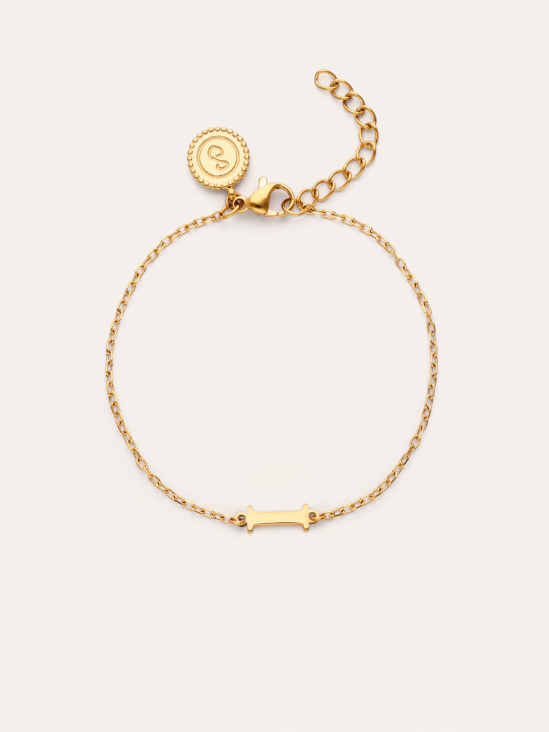 Pulseira Single Letter em Aço com Banho de Ouro