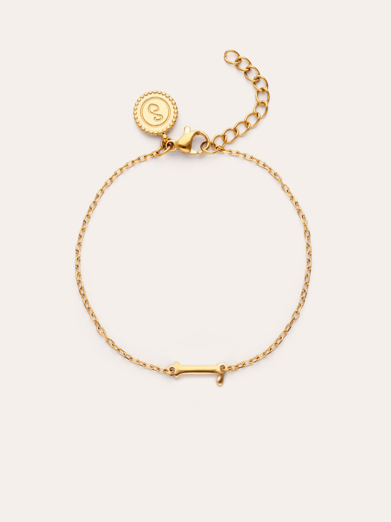 Pulseira Single Letter em Aço com Banho de Ouro