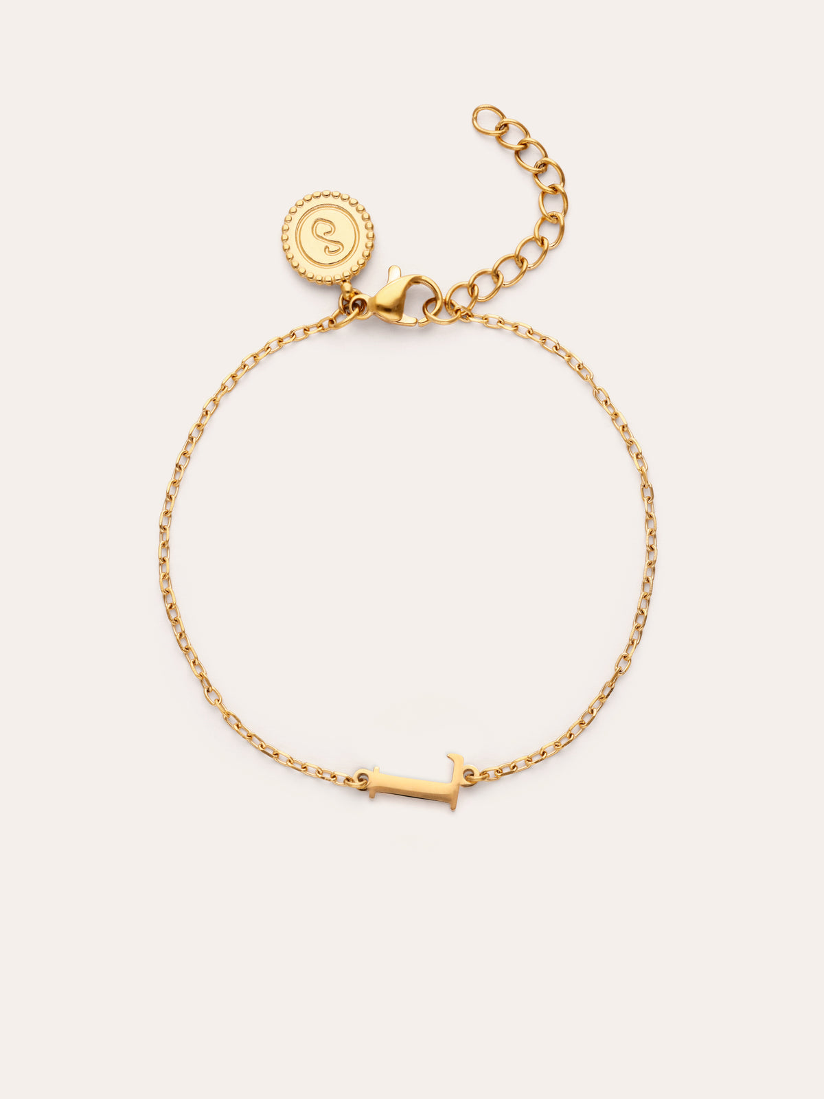 Pulseira Single Letter em Aço com Banho de Ouro