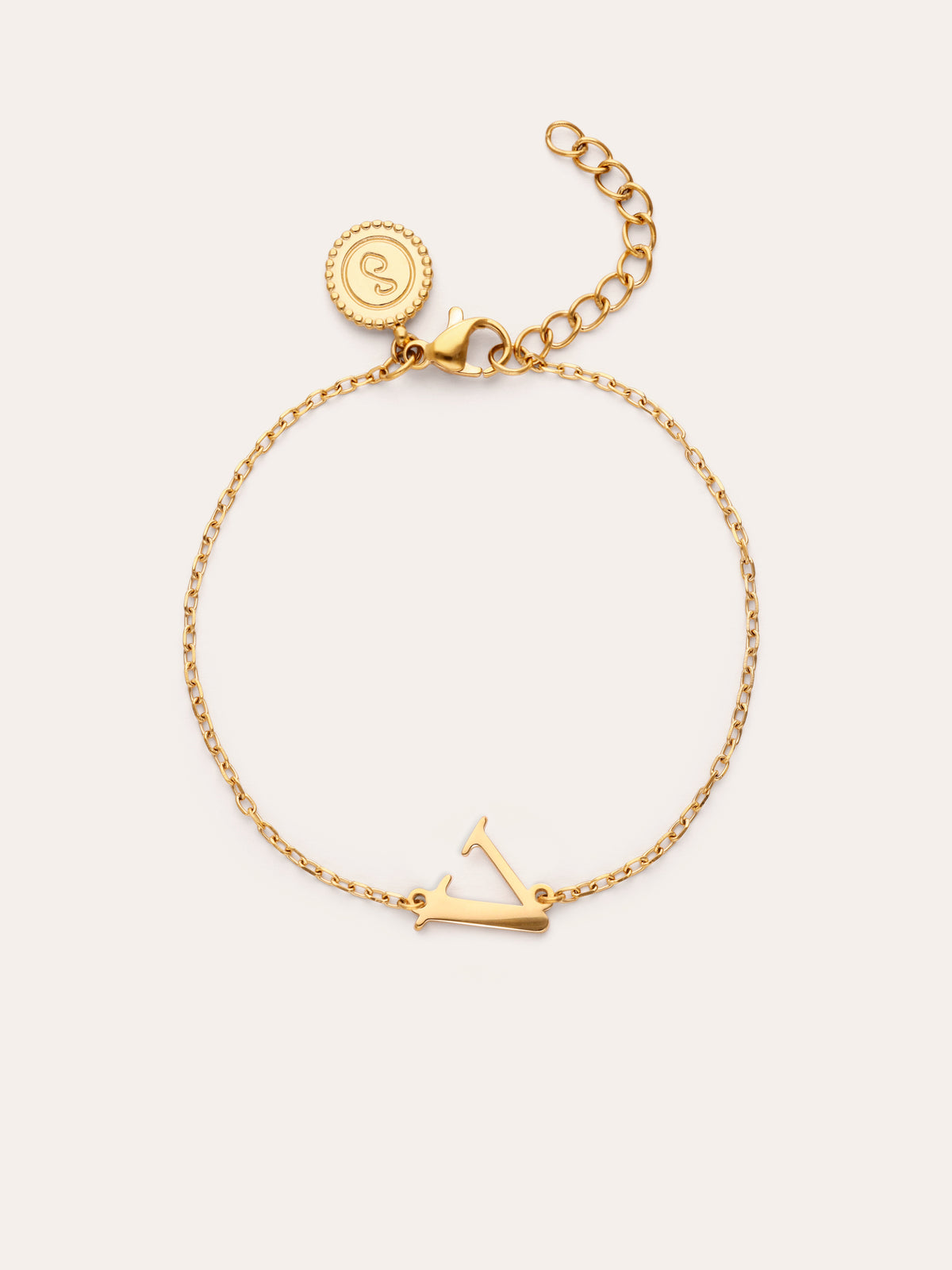 Pulseira Single Letter em Aço com Banho de Ouro
