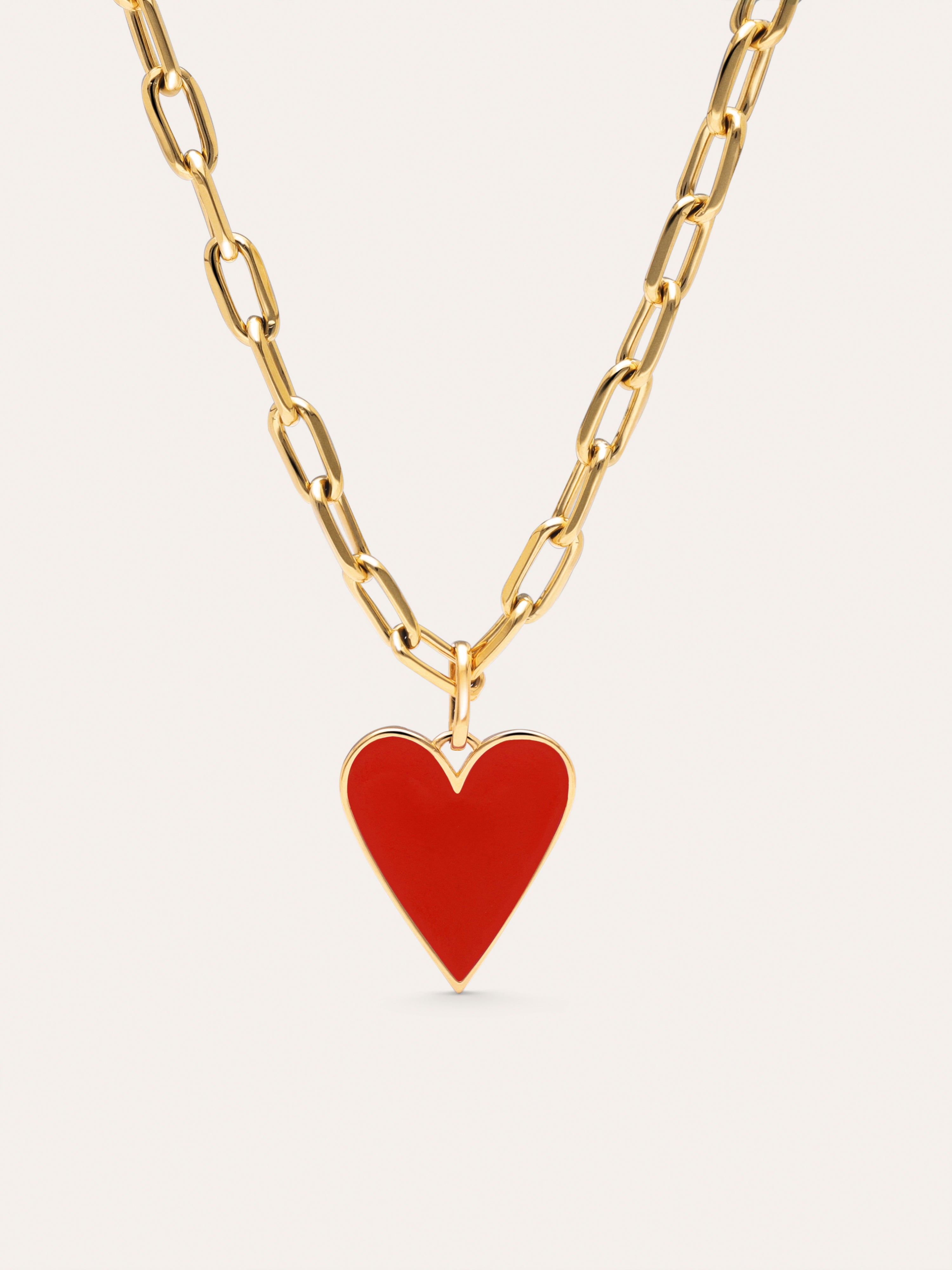 Collar Chic Lovely Heart Red Acero Baño Oro
