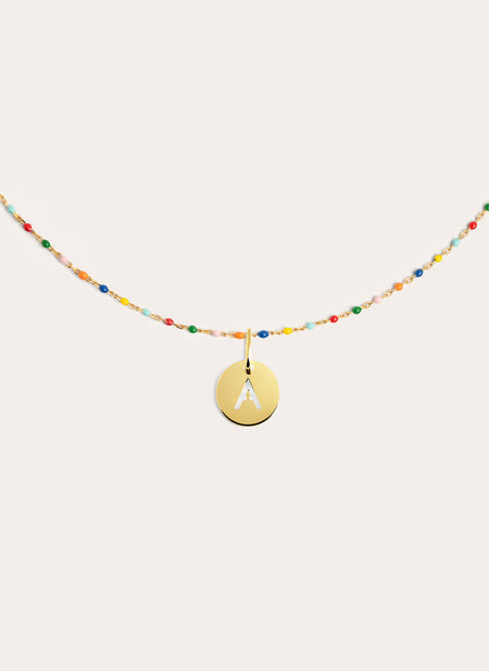 Collar Personalizado Colors Enamel Letter Baño Oro