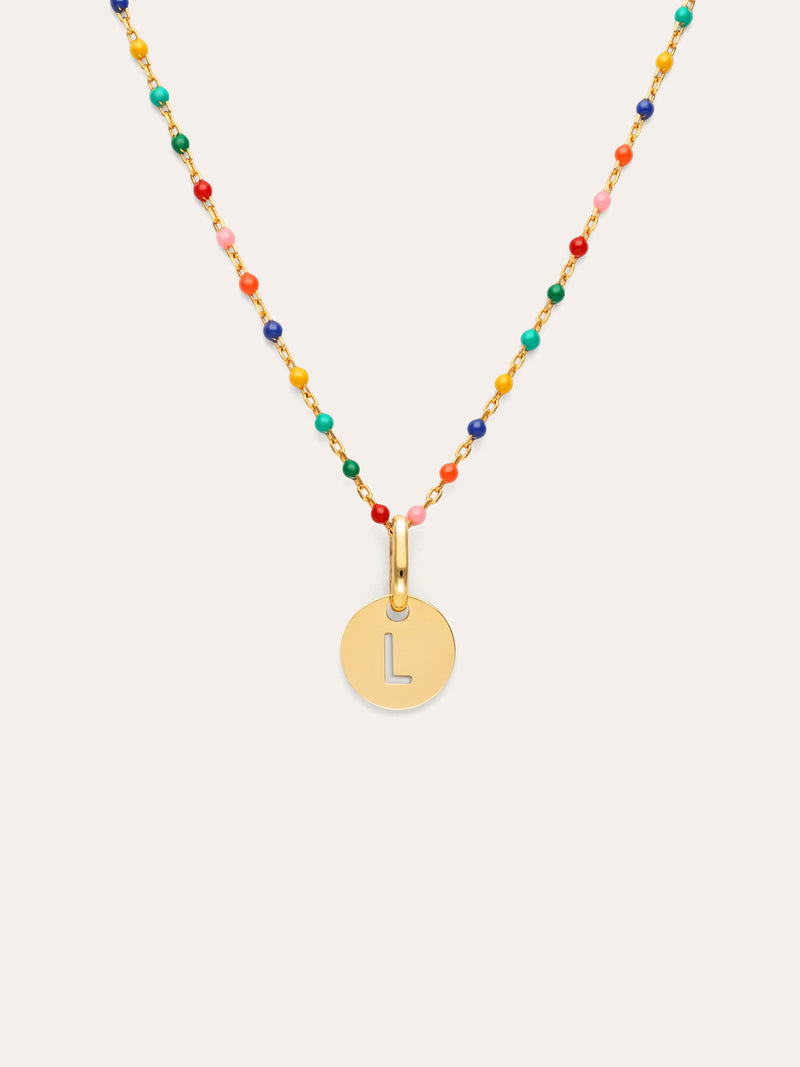 Collier Personnalisé Colors Enamel Letter Plaqué or
