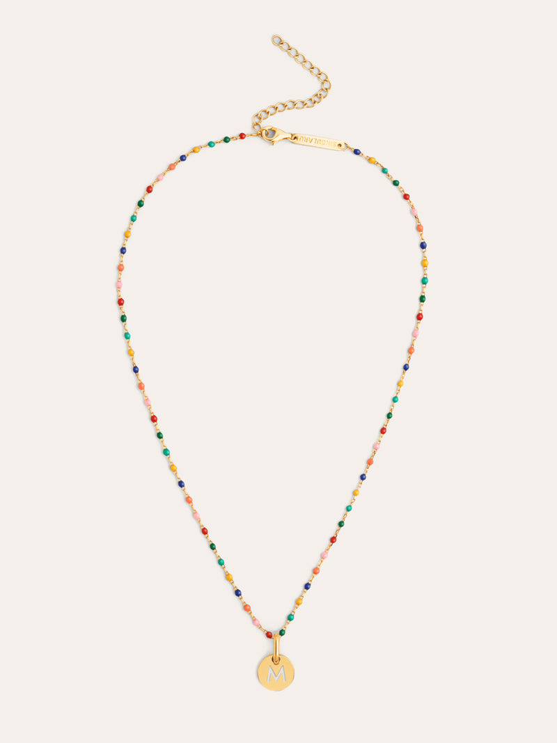 Collier Personnalisé Colors Enamel Letter Plaqué or
